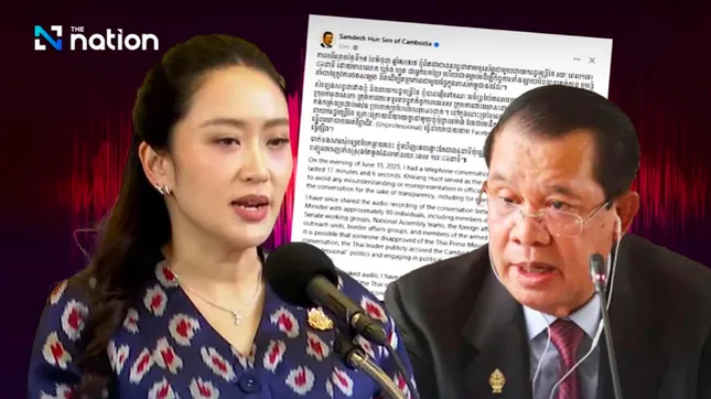 Thủ tướng Thái Lan Paetongtarn Shinawatra và Chủ tịch Thượng viện Campuchia Hun Sen.